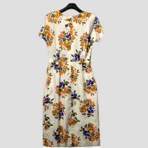 Day Dress VTG Hand Made Momcore Short Sleeve Midi Fruit Floral Pleat M Cottage